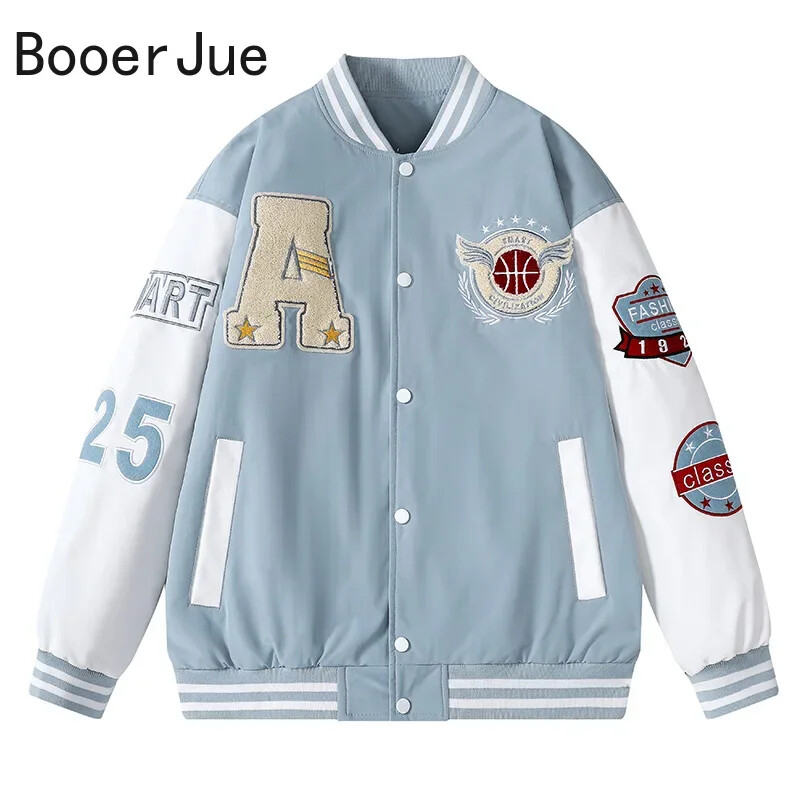 Varsity beisbola bumbvedēja jaka Vīriešu hiphops Harajuku Bone Letter Patchwork Ādas jakas Ielu apģērbi Sieviešu Unisex koledžas mēteļi