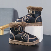 Jauni bērnu, moderni sniega zābaki ar biezinātu vilnas oderi, daudzpusīgi silti kokvilnas apavi vidējiem un lieliem bērniem