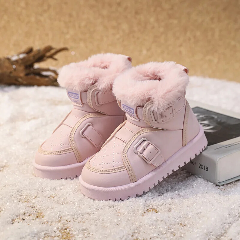 Jauni bērnu, moderni sniega zābaki ar biezinātu vilnas oderi, daudzpusīgi silti kokvilnas apavi vidējiem un lieliem bērniem