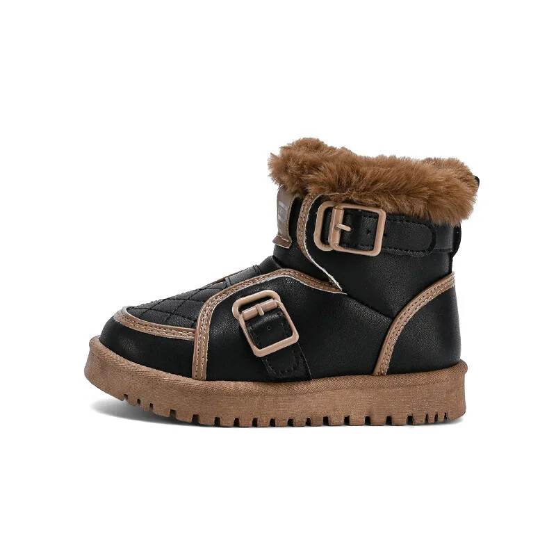 Jauni bērnu, moderni sniega zābaki ar biezinātu vilnas oderi, daudzpusīgi silti kokvilnas apavi vidējiem un lieliem bērniem