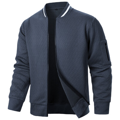 Jauns Vīriešu Jauns Rāvējslēdzēja Statīvs Apkakles Džemperis Jaka Vīriešu Ikdienas Jacquard Jaciņa Džemperi Beisbola jakas Vīriešu Apģērbs