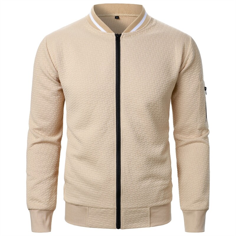 Jauns Vīriešu Jauns Rāvējslēdzēja Statīvs Apkakles Džemperis Jaka Vīriešu Ikdienas Jacquard Jaciņa Džemperi Beisbola jakas Vīriešu Apģērbs