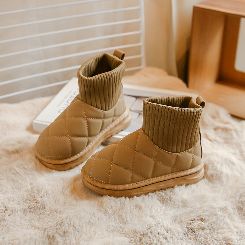 Daudzkrāsaini bērnu sniega zābaki ar plakanu dibenu starpzoles piedurknēm pret slīdēšanu aukstumizturīgi un silti ziemas biezi sniega zābaki