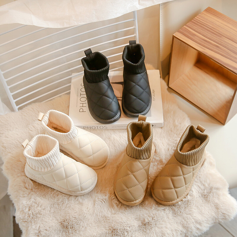 Daudzkrāsaini bērnu sniega zābaki ar plakanu dibenu starpzoles piedurknēm pret slīdēšanu aukstumizturīgi un silti ziemas biezi sniega zābaki