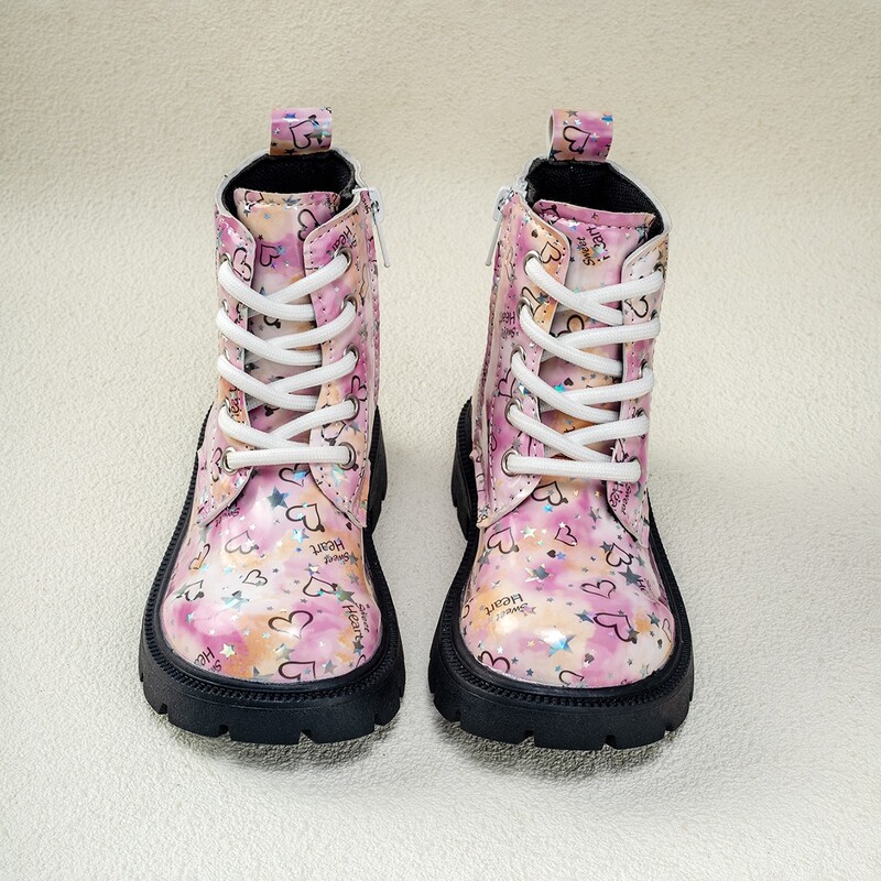 Rózsaszín lány bőrcsizma lapos sarkú, mélyen dekoltált oldalsó cipzárral téli csúszásgátló vízálló lányok divatcsizmák Sandalias De Mujer