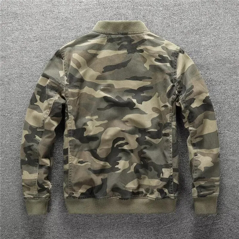 Vintage rudens/ziemas jauna vīriešu kamuflāžas jaka ikdienišķa moderna beisbola formas jaka vīriešiem brīvi, regulāra garuma