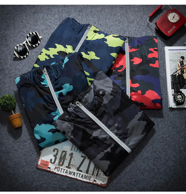 Hot New Fashion Férfi terepszínű dzseki Fényvisszaverő nyomókabátok Férfi tavaszi őszi baseball egyenruhás kabát 5XL nagy méretű