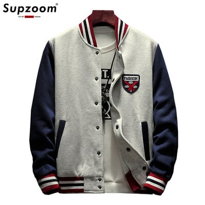 Supzoom New Arrival Fleece Casual φόρμα μπέιζμπολ μαθητών Βαμβακερά ματισμένα κανονικά μανίκια με ραβδώσεις Επώνυμα ρούχα Bomber Ανδρικά μπουφάν