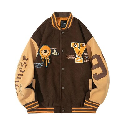 Y Letter Varsity Baseball Bomber Jacket Ανδρικά βαμβακερά Γυναικεία παλτό μεγάλου μεγέθους Μαύρο καφέ Hip Hop University College Loose