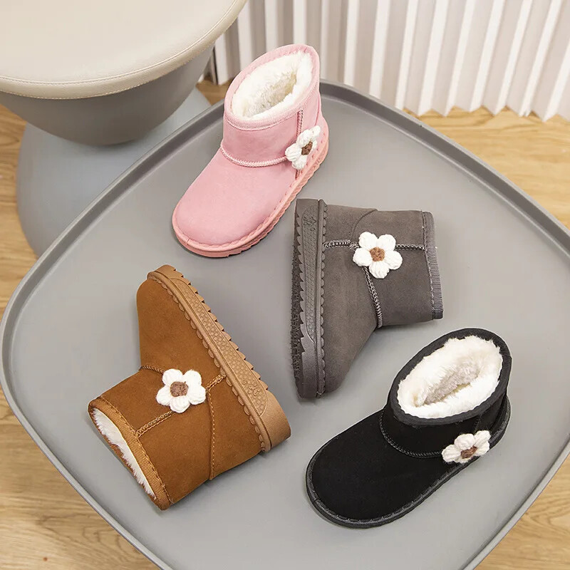 Gyerek hócsizma téli divat csúszásmentes gyerekcipő síelés egyszínű meleg minta puha vastag alsó gyerekcipő