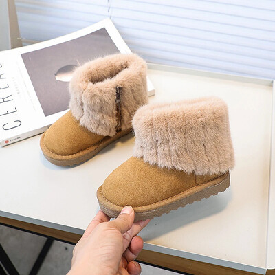 Gyerek lányok hócsizma 2024 új téli gyerekcsizma meleg pihe puha hercegnős divatos boka pamut csizma egyszínű sokoldalú