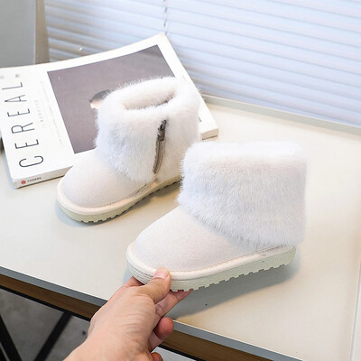 Gyerek lányok hócsizma 2024 új téli gyerekcsizma meleg pihe puha hercegnős divatos boka pamut csizma egyszínű sokoldalú