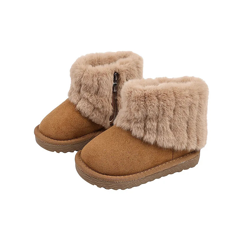 Gyerek lányok hócsizma 2024 új téli gyerekcsizma meleg pihe puha hercegnős divatos boka pamut csizma egyszínű sokoldalú