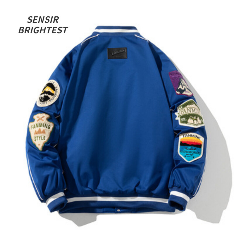 Amerikāņu retro beisbola jaka vīriešu pavasara un rudens brīvi izšuvumi, plūdmaiņas zīmola dvieļi, izšūti lidojuma jaka vīriešiem