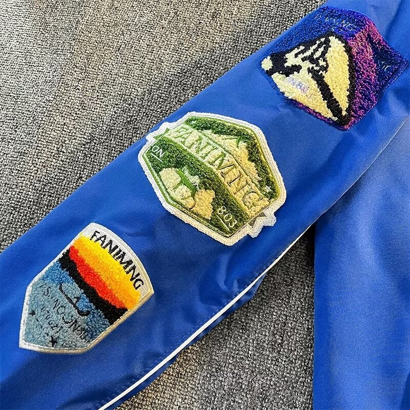 Amerikāņu retro beisbola jaka vīriešu pavasara un rudens brīvi izšuvumi, plūdmaiņas zīmola dvieļi, izšūti lidojuma jaka vīriešiem