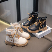 Gyerek divat Meleg csizma Lányok Bokacsizma Cipzár Menő Gyerek Princess Catwalk Bőrcsizma csúszásmentes 26-37 méret Csúszásgátló