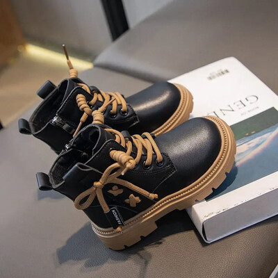 Gyerek divat Meleg csizma Lányok Bokacsizma Cipzár Menő Gyerek Princess Catwalk Bőrcsizma csúszásmentes 26-37 méret Csúszásgátló