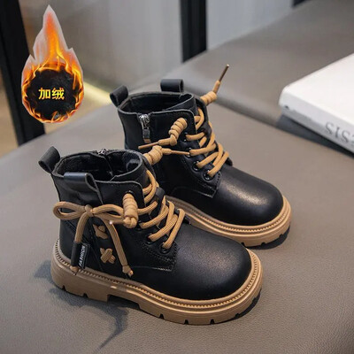 Gyerek divat Meleg csizma Lányok Bokacsizma Cipzár Menő Gyerek Princess Catwalk Bőrcsizma csúszásmentes 26-37 méret Csúszásgátló