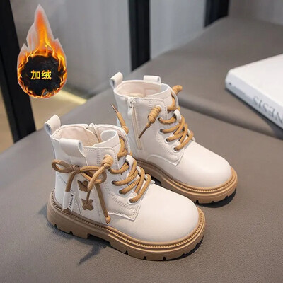 Gyerek divat Meleg csizma Lányok Bokacsizma Cipzár Menő Gyerek Princess Catwalk Bőrcsizma csúszásmentes 26-37 méret Csúszásgátló