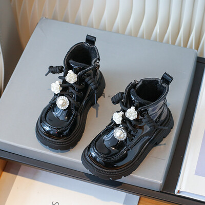 Botas Niña Παιδικά Μόδα Μποτάκια Αστραγάλου Χειμώνα Ζεστά Plus Βαμβακερά Γυναικεία Μποτάκια Μαργαριτάρι Rhinestone Princess Botas Παιδικά παπούτσια με μαλακή σόλα