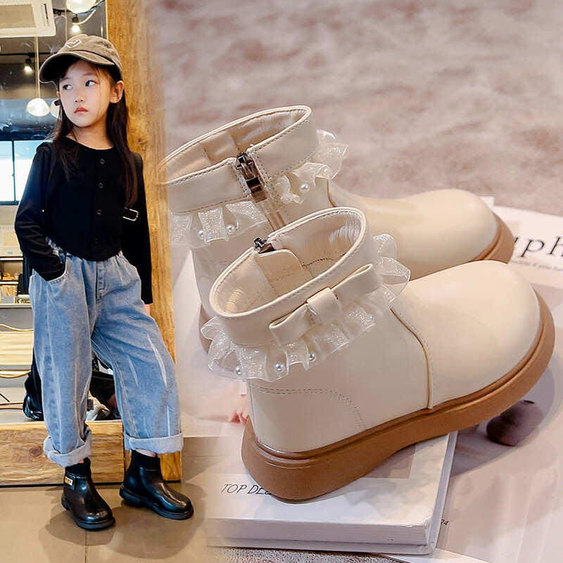 3-18 éves lányok rövid csizmák íjgyöngy lányok bőrcipő négy évszak divat száz gyerek baba Martin csizma cipő