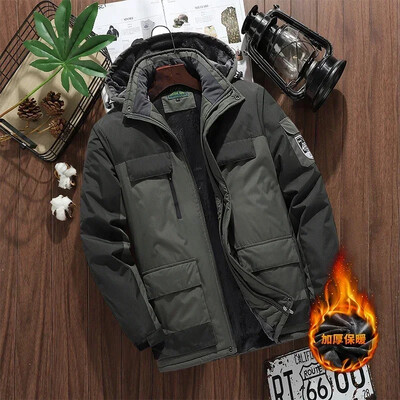 Nagy méretű 9xl 8xl 7xl téli vízálló Parka férfi meleg, vastag polár bélés kültéri szélálló, több zsebes kapucnis kabátok