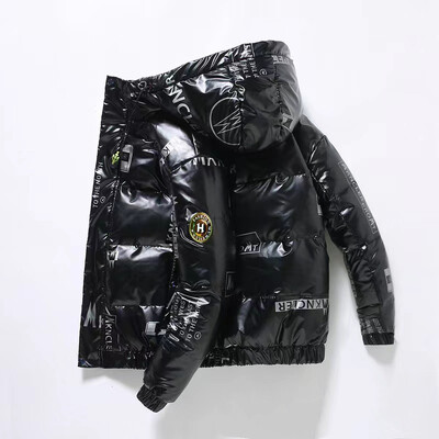 Žieminė vyriška pūkinė striukė Aukštos kokybės 86 % ~ 90 % balti ančių pūkiniai stori šilti trumpo stiliaus paltai Korėjos mados poros blizgios striukės