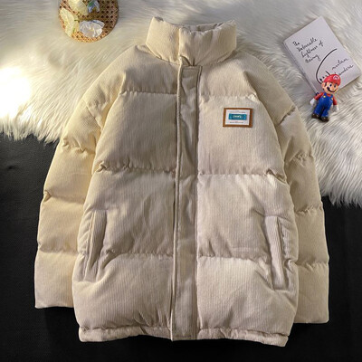 2024-es Harajuku férfi meleg parkák télikabát kordbársony pamut nagyméretű férfi téli dzsekik széldzseki párnázott kabát női parkas