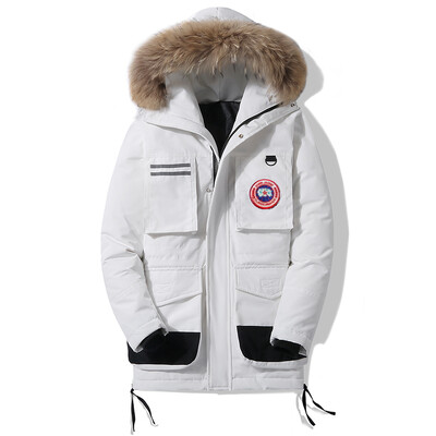 Új Big Goose férfi pehelykabát télen Ifjúsági koreai változat, hosszú vastag téli ruházat mindennapi alkalmi meleg divatkabát