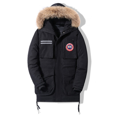 Új Big Goose férfi pehelykabát télen Ifjúsági koreai változat, hosszú vastag téli ruházat mindennapi alkalmi meleg divatkabát