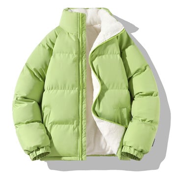 Ανδρικό χειμωνιάτικο χοντρό ζεστό παλτό Parka Fleece Εσωτερικό 2024 Ανδρικό μονόχρωμο γιακά Βαμβακερό μπουφάν Ανδρικό βαμβακερό παλτό Μέγεθος 4XL