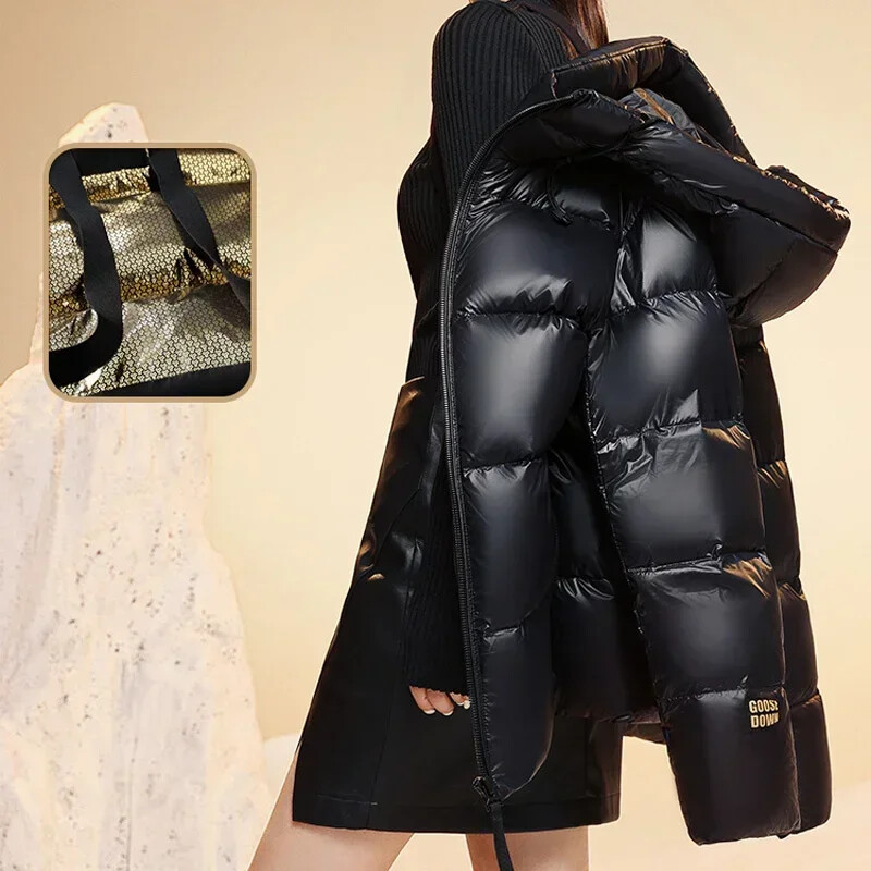 Dūnu jaka vīriešiem ziemas ūdensnecaurlaidīga zosu jaka vīriešiem Luksusa zīmola zosu mētelis ar kapuci Sieviešu melna pusjaka Vīrietis 2023 jauns
