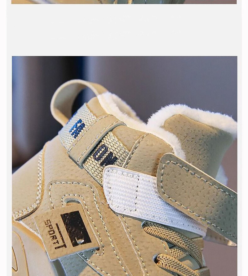 Téli plüss csizma gyerekeknek csúszásgátló vastag meleg hócsizma PU bőr Trend divat tinédzser fiú pamut cipő