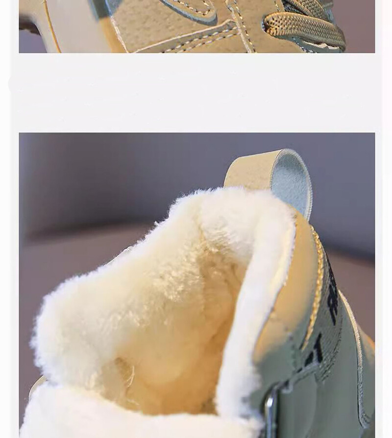 Téli plüss csizma gyerekeknek csúszásgátló vastag meleg hócsizma PU bőr Trend divat tinédzser fiú pamut cipő