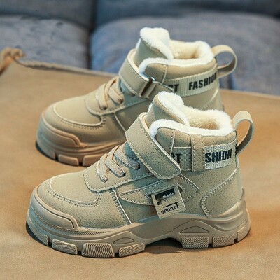 2024 téli új gyerekcsizma fiúk plusz kasmír vastag meleg hócsizma lányok csúszásmentes kültéri Martin csizma diákcipő