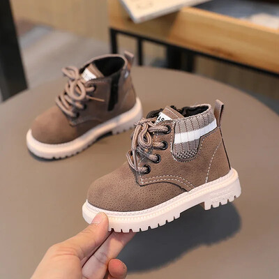 Gyermek Alkalmi Cipők Őszi téli csizmák fiúk cipők divatos bőr puha csúszásgátló lány csizmák 21-30 sport futócipők