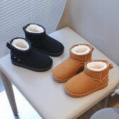 Gyermek hócsizma fiúknak lányoknak divat klasszikus gyerekeknek meleg meleg bokacsizmák vastag plüss velúr bolyhos szövet tél új stílus