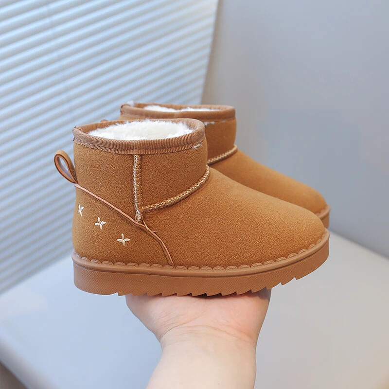 Gyermek hócsizma fiúknak lányoknak divat klasszikus gyerekeknek meleg meleg bokacsizmák vastag plüss velúr bolyhos szövet tél új stílus