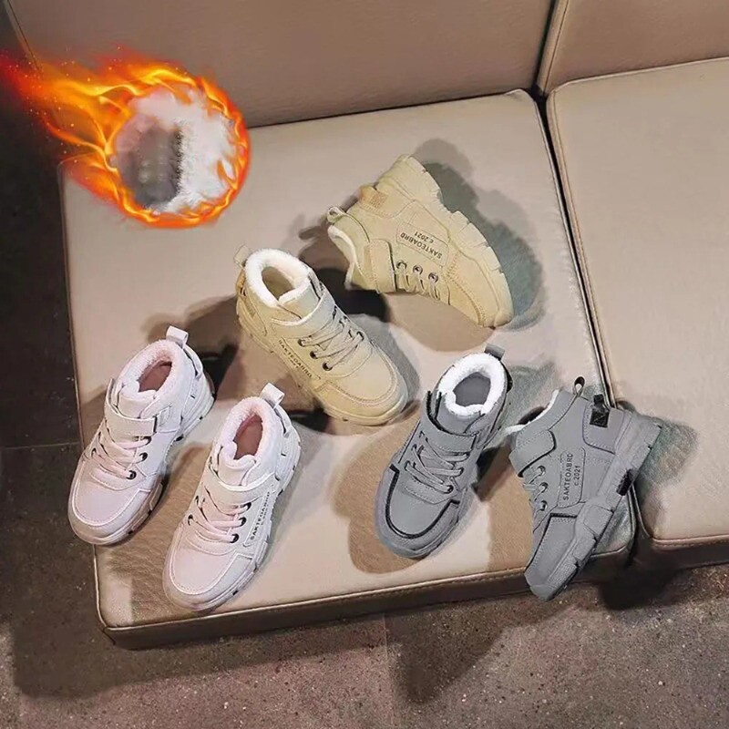 Téli hócsizma gyerekeknek 2024 Trend Fashion plüss pamut cipő Vastag meleg tinédzser műszőrme csizma gyerekeknek