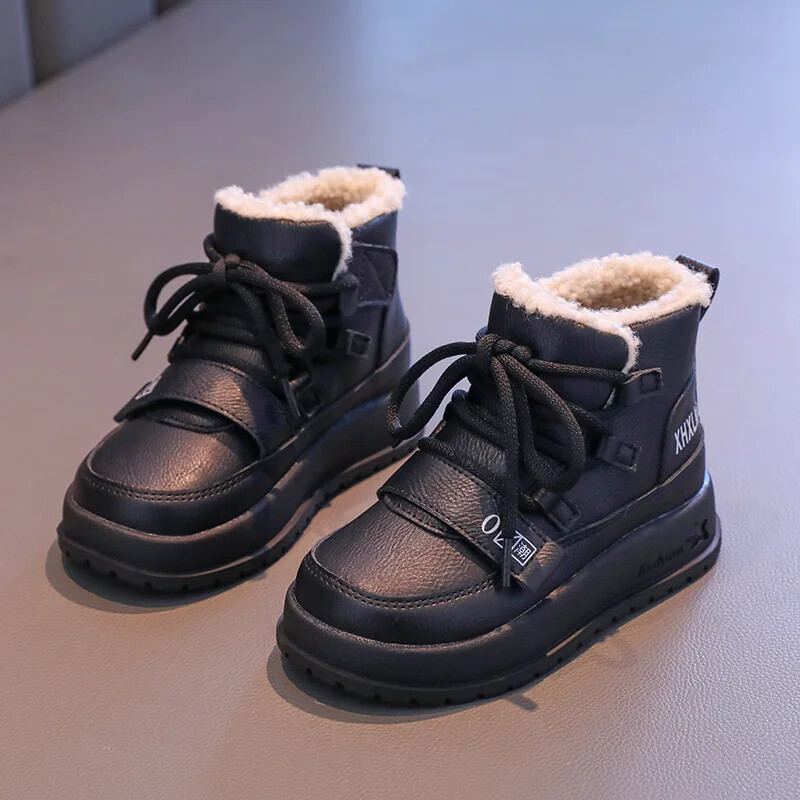 Lány pamut csizma 2024 téli új retro plüss meleg fiú rövid csizma puha aljú csúszásgátló gyerek bokacsizma