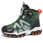 Gyerekek hócsizmák fiúknak 6-10 éves korig kisgyermekeknek Téli meleg bundás cipők, plüss divattalpok, rövid cipók 2408