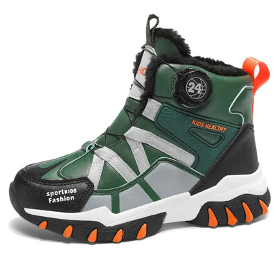 Gyerekek hócsizmák fiúknak 6-10 éves korig kisgyermekeknek Téli meleg bundás cipők, plüss divattalpok, rövid cipók 2408