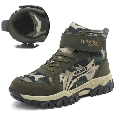 Παιδικές μπότες πεζοπορίας Αγόρια Καμουφλάζ αθλητικά και τρέξιμο Παπούτσια ζεστά χειμωνιάτικα για χιόνι Αντιολισθητικά παπούτσια περιπέτειας πεζοπορίας 370