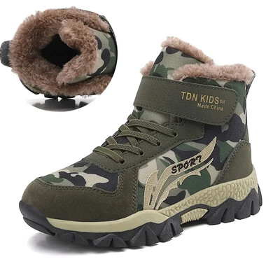 Παιδικές μπότες πεζοπορίας Αγόρια Καμουφλάζ αθλητικά και τρέξιμο Παπούτσια ζεστά χειμωνιάτικα για χιόνι Αντιολισθητικά παπούτσια περιπέτειας πεζοπορίας 370