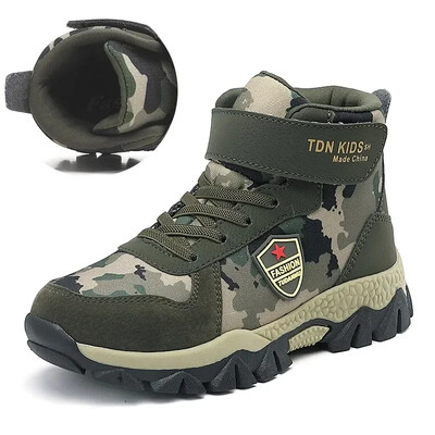 Παιδικές μπότες πεζοπορίας Αγόρια Καμουφλάζ αθλητικά και τρέξιμο Παπούτσια ζεστά χειμωνιάτικα για χιόνι Αντιολισθητικά παπούτσια περιπέτειας πεζοπορίας 370