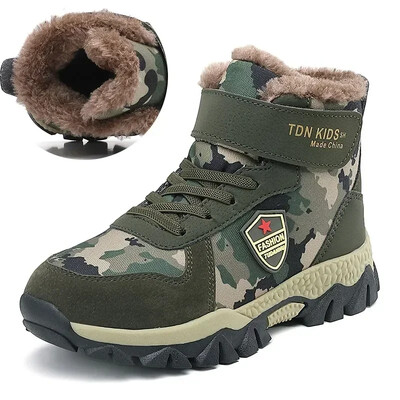 Παιδικές μπότες πεζοπορίας Αγόρια Καμουφλάζ αθλητικά και τρέξιμο Παπούτσια ζεστά χειμωνιάτικα για χιόνι Αντιολισθητικά παπούτσια περιπέτειας πεζοπορίας 370