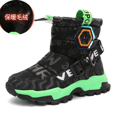 2023 Téli Meleg Szőrme Hó Túrabakancsok Gyermek Fekete Szőrös Cipők Fiúk Csúszásmentes Vízálló Gyerek Lábbeli Gyermek Cipők Fekete