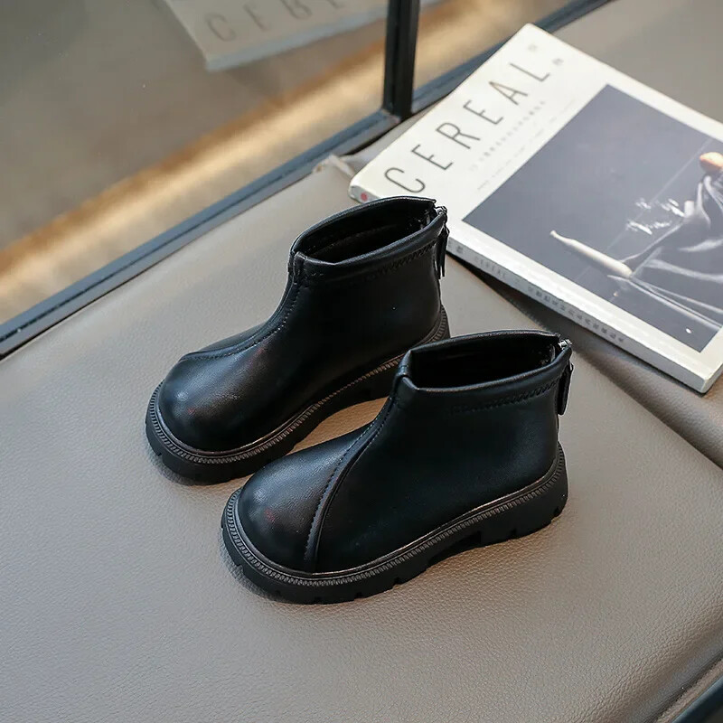 Παιδικά φθινοπωρινά μποτάκια ματ PU σχολικά μποτάκια για κορίτσια Μαύρα καφέ Ευέλικτα Παιδικά Μόδα Πλατφόρμα Αστραγάλου Μποτάκια Causal Zipper