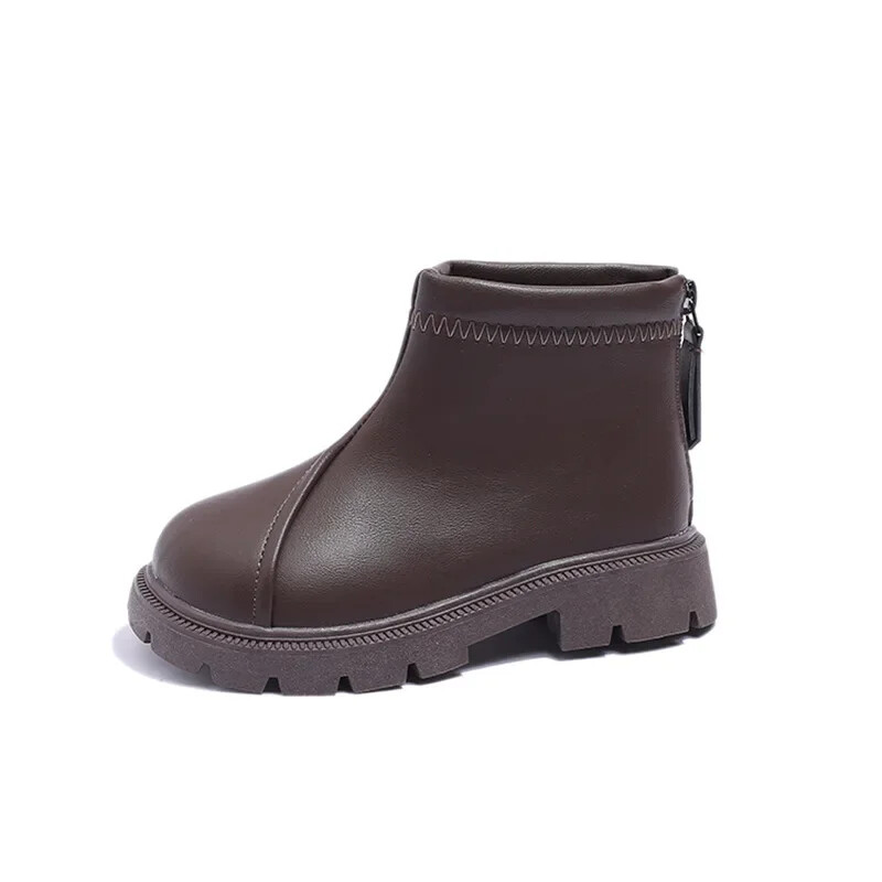 Παιδικά φθινοπωρινά μποτάκια ματ PU σχολικά μποτάκια για κορίτσια Μαύρα καφέ Ευέλικτα Παιδικά Μόδα Πλατφόρμα Αστραγάλου Μποτάκια Causal Zipper