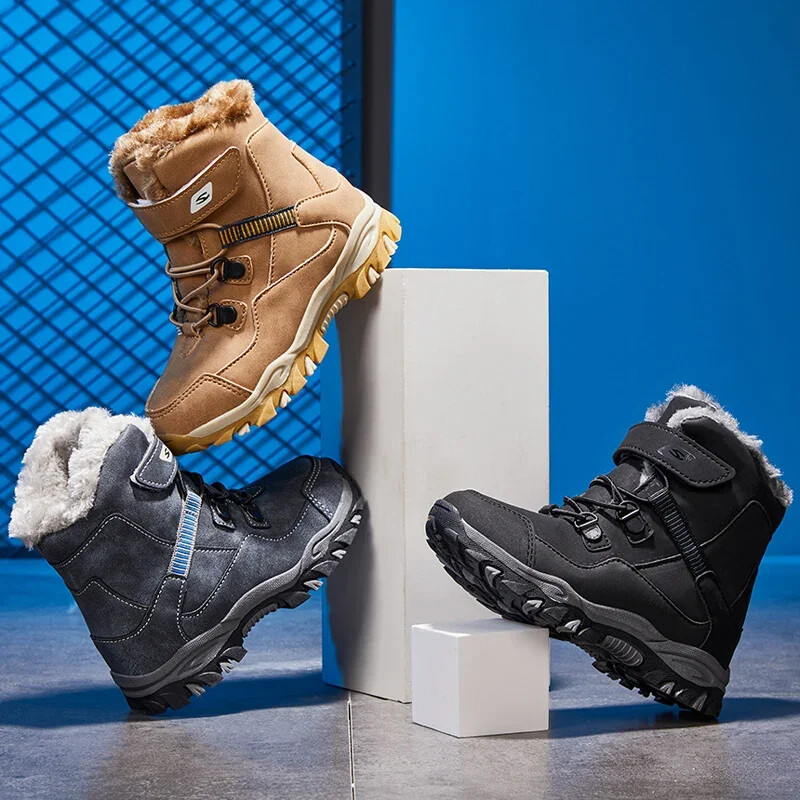 Augstas kvalitātes zēnu meitenes ziemas sniega zābaki Platforma silti kokvilnas apavi Āda rudens ūdensizturīgi bērnu apavi bērnu kedas 5 12+ g.